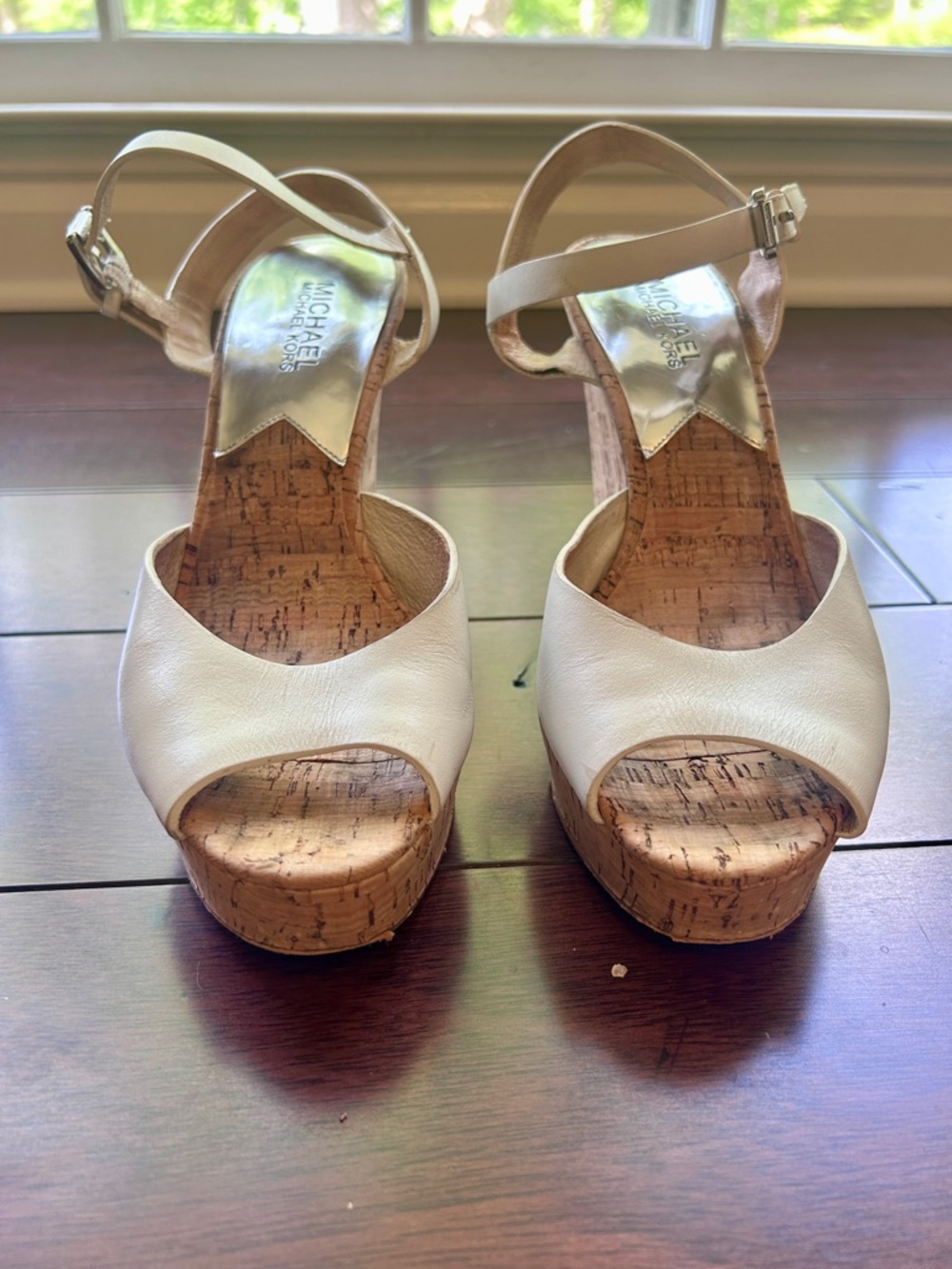 MICHAEL Michael Kors Cream Cork Heeled Sandals - Picture 11 of 13